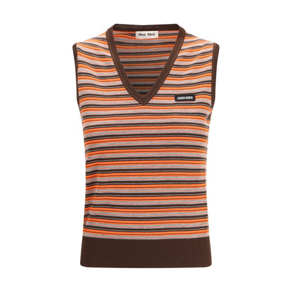 Miu Miu Multicolor Wool Sleeveles Sweater