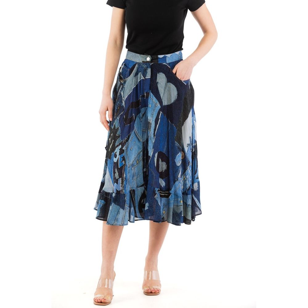 Moschino Multicolor Viscose Midi Skirt