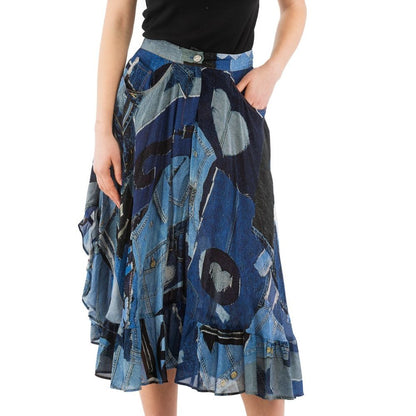 Moschino Multicolor Viscose Midi Skirt