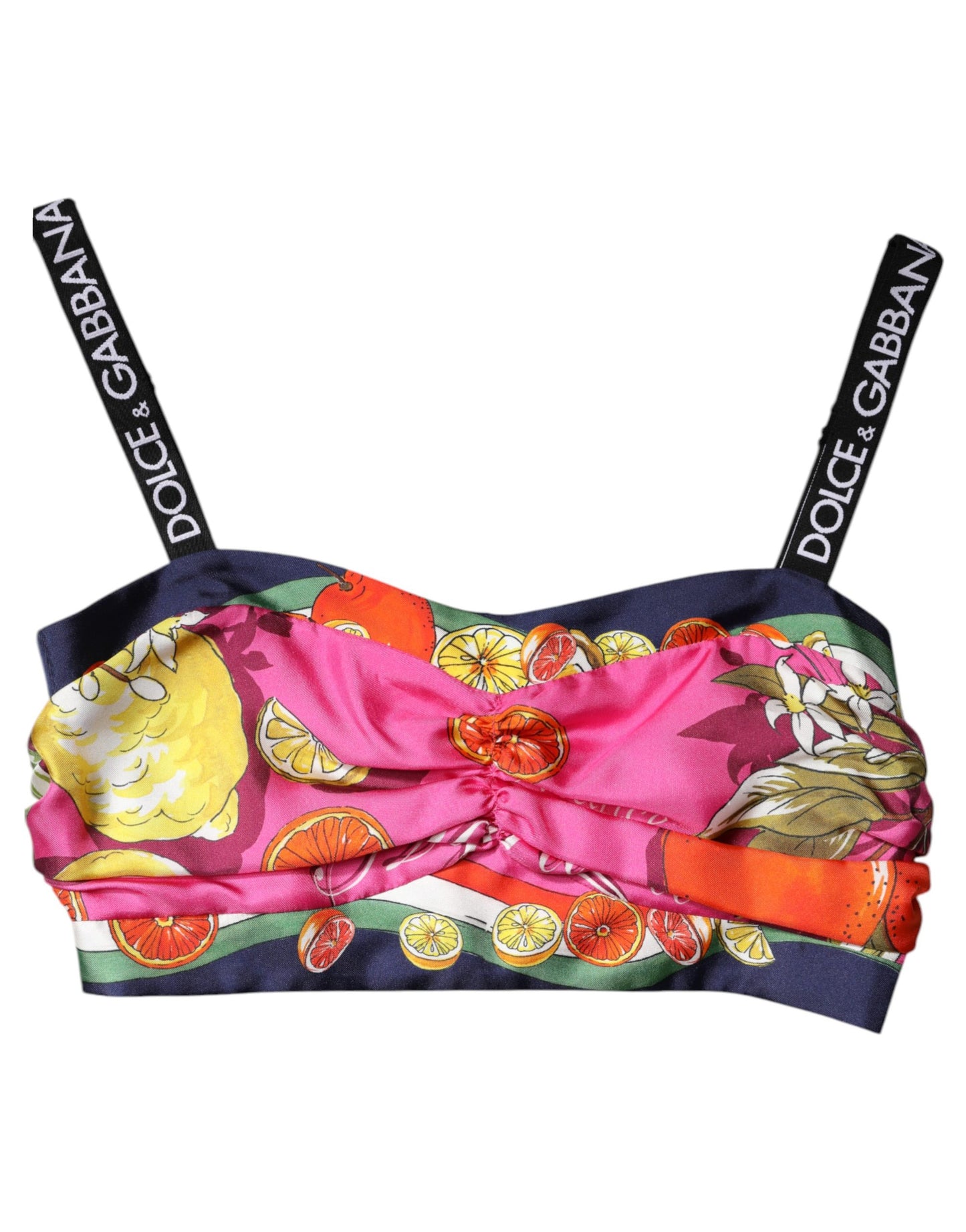Dolce & Gabbana Multicolor Silk Cropped Bustier Corset Top