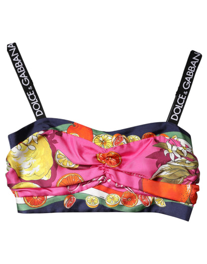 Dolce & Gabbana Multicolor Silk Cropped Bustier Corset Top