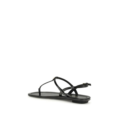 Prada Black Calf Leather Bos Taurus Flip-Flop Sandals