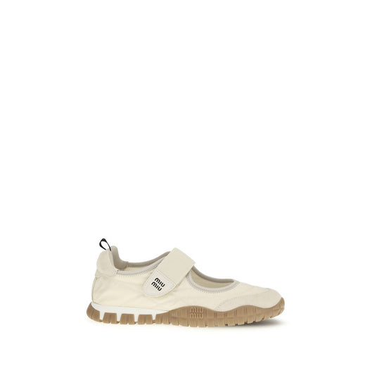 Miu Miu Beige Recycled Polyamide Ballet Flats