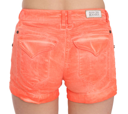 PLEIN SUD Orange Mid Waist Cotton Denim Mini Shorts