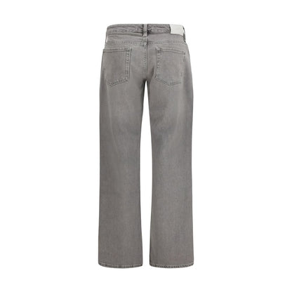 7FOR Gray Cotton Straight-Leg Jeans
