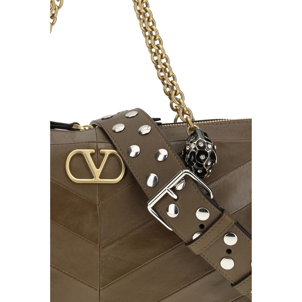 Valentino Garavani Brown Calf Leather Bos Taurus Shoulder Bag