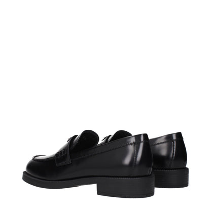 Prada Black Leather Slip-On Loafers