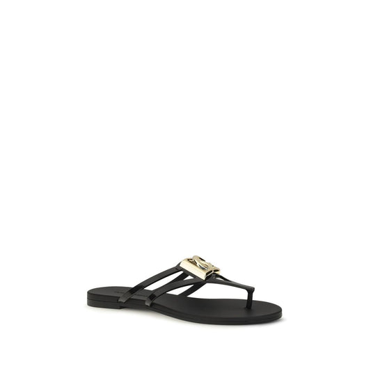 Dolce & Gabbana Black Rubber Strap-On Sandals