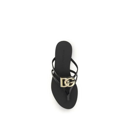 Dolce & Gabbana Black Rubber Strap-On Sandals