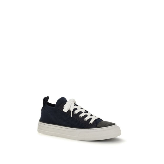 Brunello Cucinelli Blue Cotton Low Top Sneakers