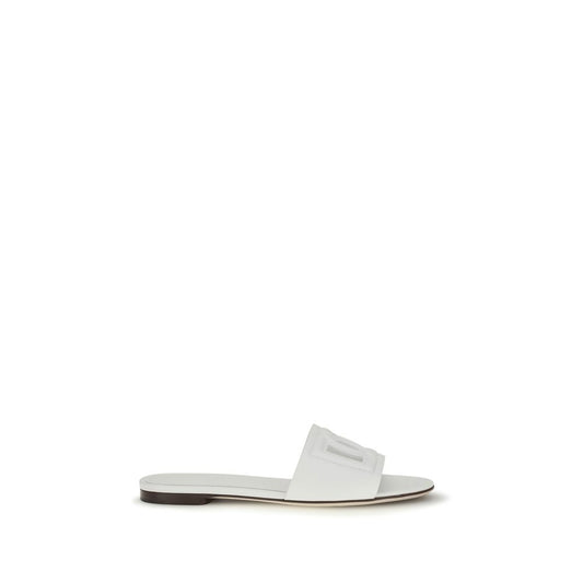 Dolce & Gabbana White Calf Leather Bos Taurus Sandals