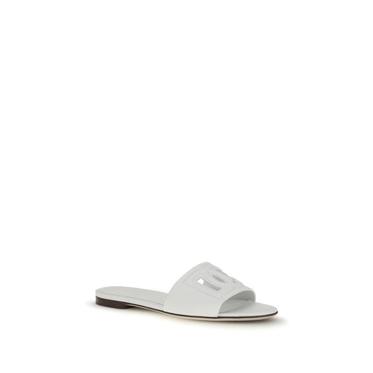 Dolce & Gabbana White Calf Leather Bos Taurus Sandals