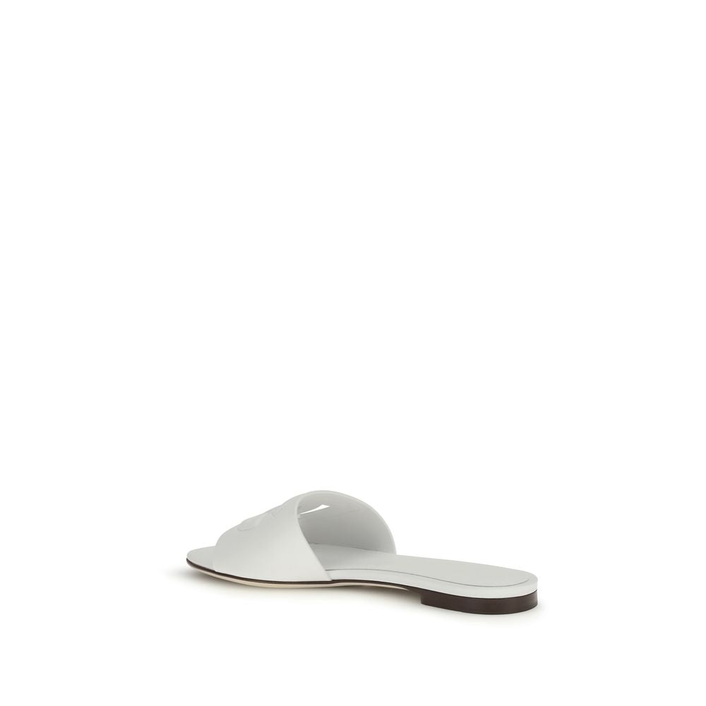 Dolce & Gabbana White Calf Leather Bos Taurus Sandals
