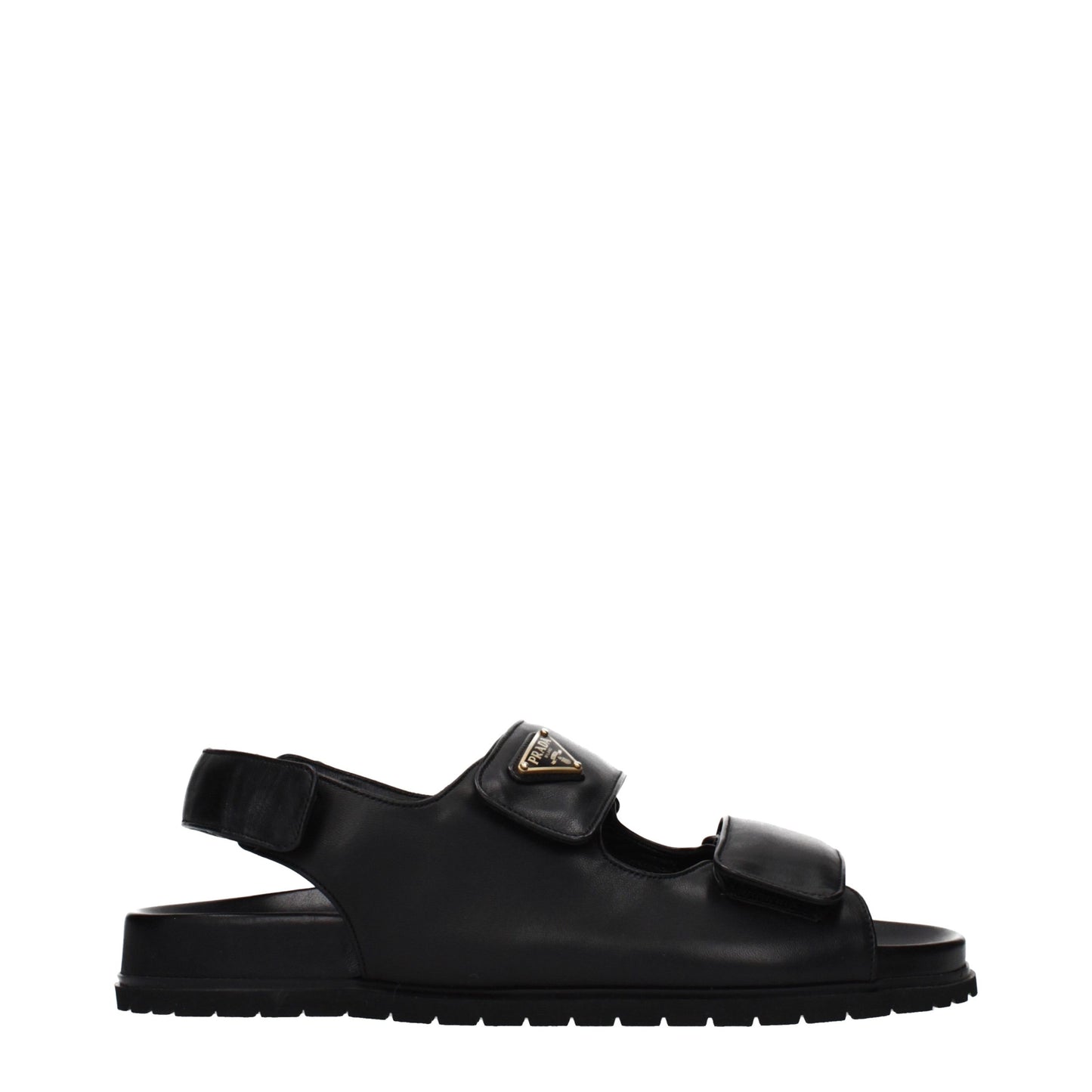 Prada Black Leather Flat Sandals