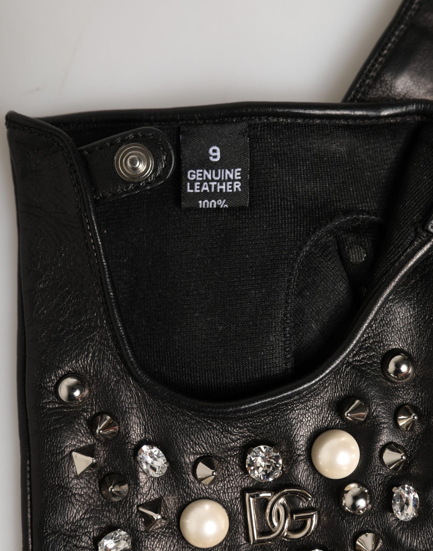 Dolce & Gabbana Black Embellished Wrist Length Mitten Women Gloves