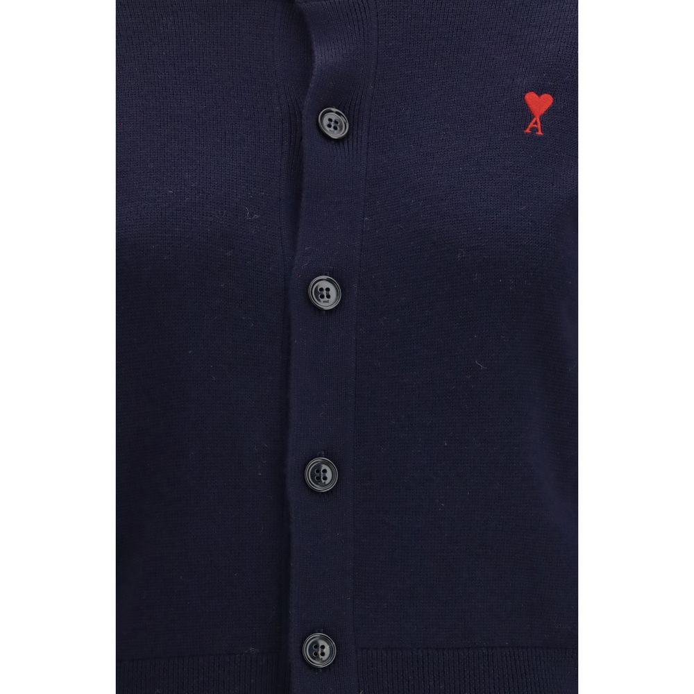 Ami Paris Blue Merino Wool Cardigan