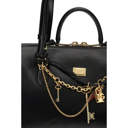 Dolce & Gabbana Black Calf Leather Bos Taurus Shoulder Bag