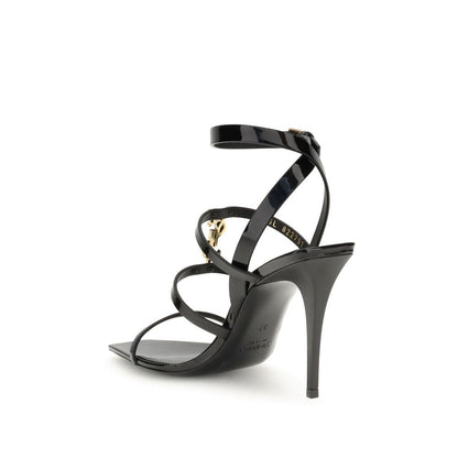 Saint Laurent Black Calf Leather Bos Taurus Stiletto Heel Sandals