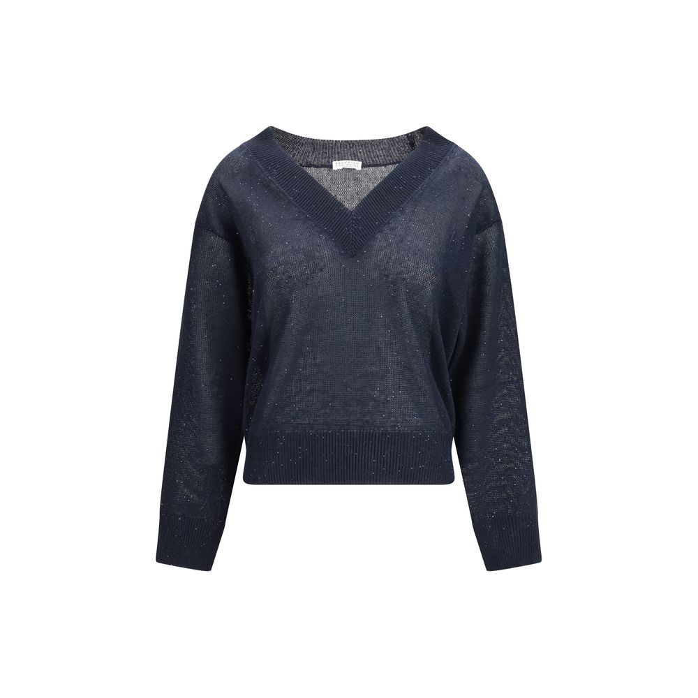 Brunello Cucinelli Blue Linen Sweatshirt