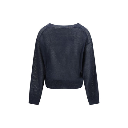 Brunello Cucinelli Blue Linen Sweatshirt