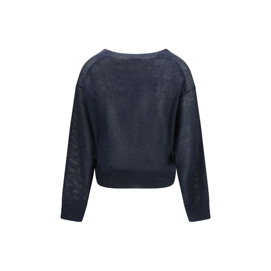 Brunello Cucinelli Blue Linen Sweatshirt