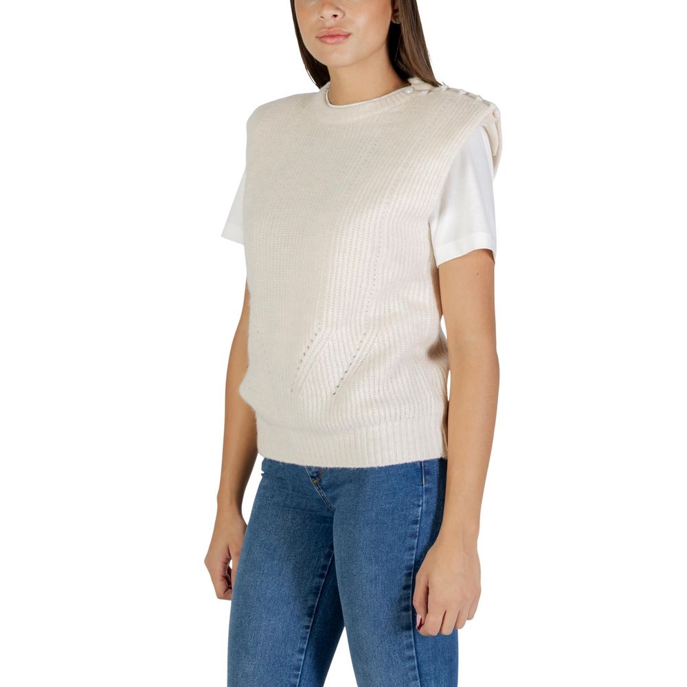 ICHI Cream Polyester Sleeveles Sweater