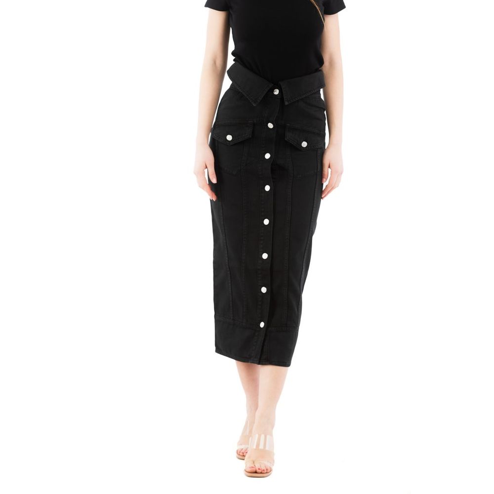Moschino Black Cotton Midi Skirt