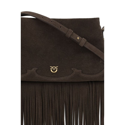 PINKO Brown Calf Leather Bos Taurus Shoulder Bag