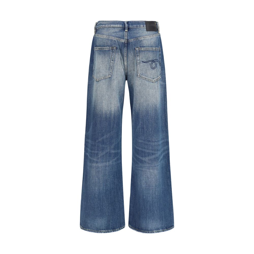 R13 Blue Cotton Relaxed Fit Jeans