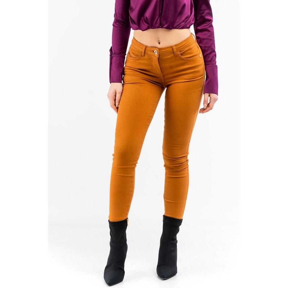 Patrizia Pepe Brown Cotton Skinny Jeans