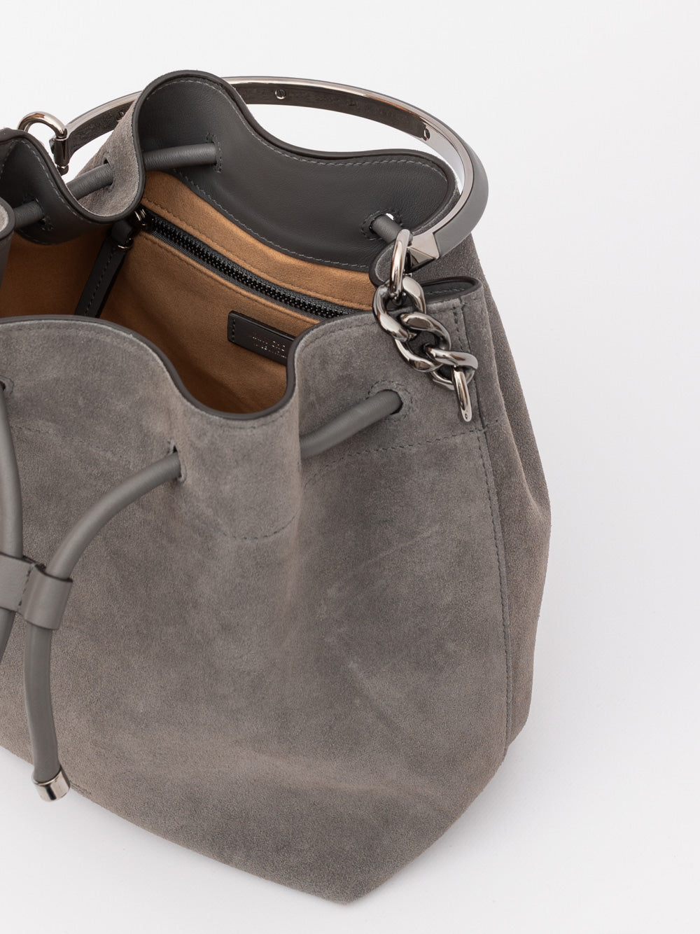 Jimmy Choo Dark Grey Bon Bon Suede Bucket
