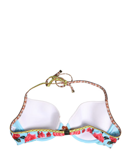 Dolce & Gabbana Multicolor Floral Print Halter Bikini Top Swimwear
