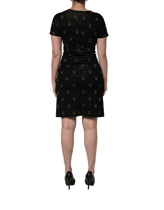 Dolce & Gabbana Black DG Crown Short-Sleeve Sheath Dress
