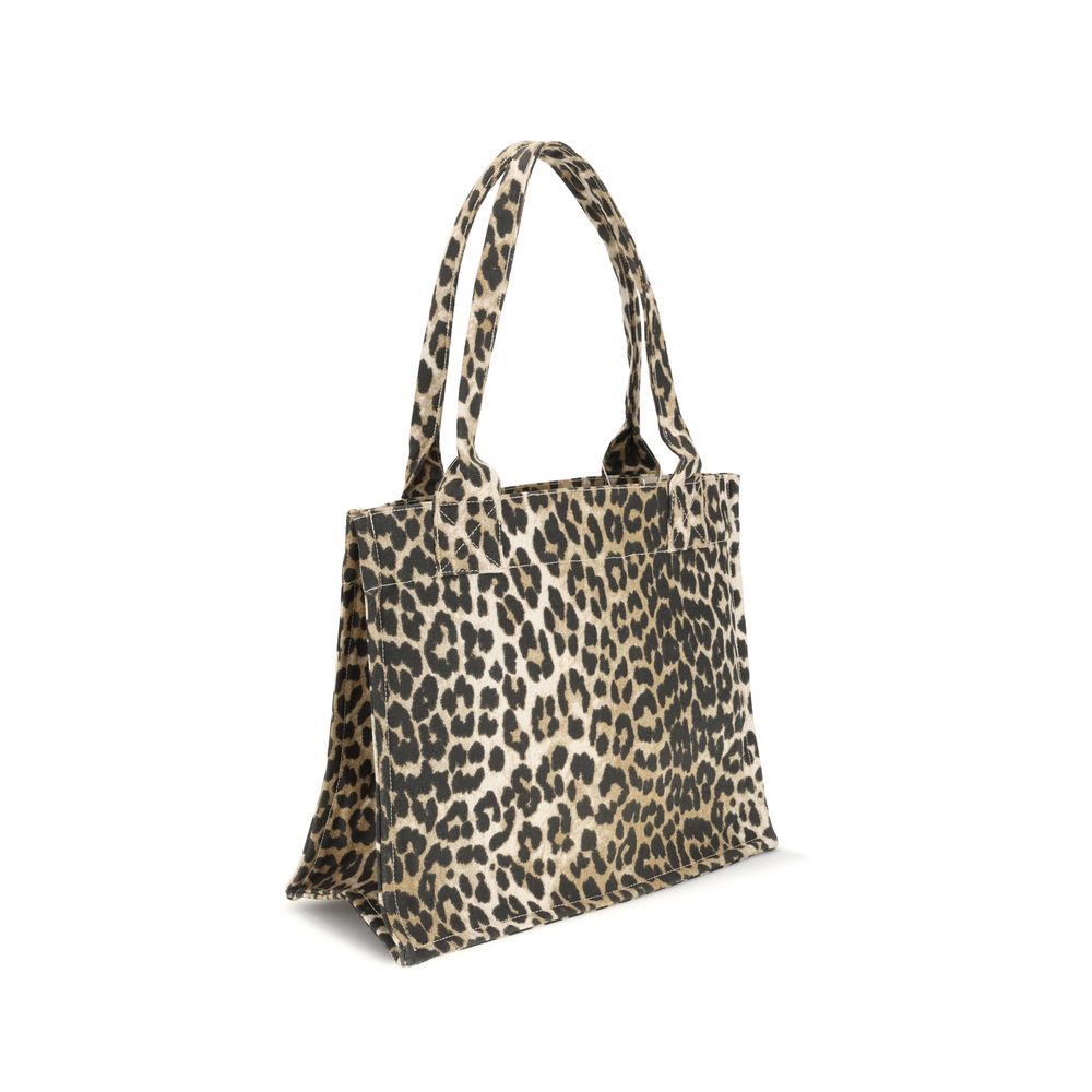 Ganni Brown Recycled Cotton Shoulder Bag