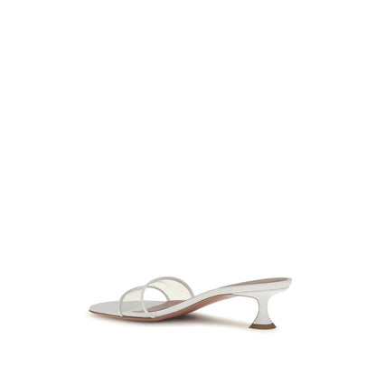 Amina Muaddi White Calf Leather Bos Taurus Sandals