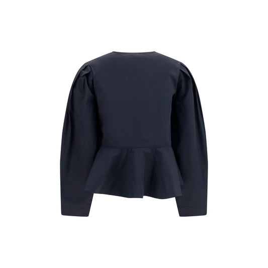 Ganni Black Cotton Blouse