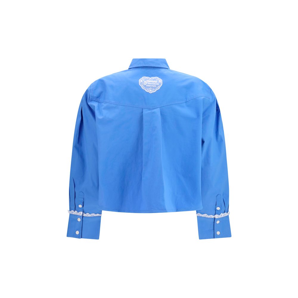Ganni Blue Cotton Shirt