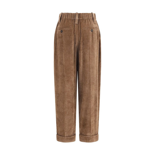 Brunello Cucinelli Brown Viscose Casual Pants
