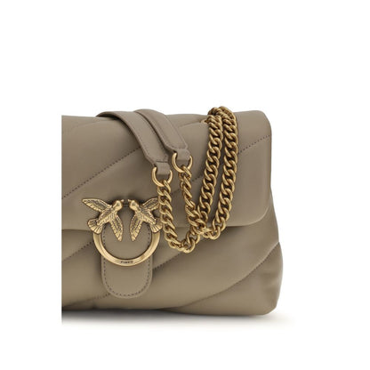 PINKO Gray Calf Leather Bos Taurus Shoulder Bag