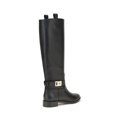 Ferragamo Black Calf Leather Bos Taurus Boots