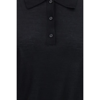 Loulou De Saison Black Cashmere Polo Shirt