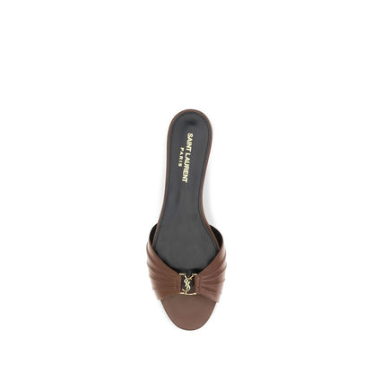 Saint Laurent Brown Calf Leather Bos Taurus Mules