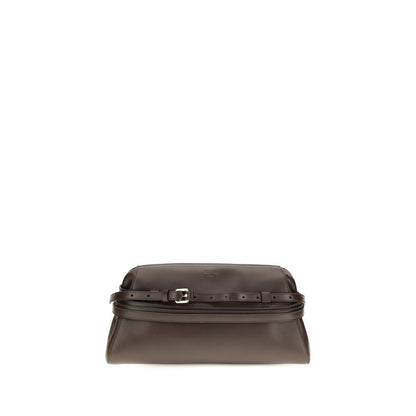 Moschino Brown Goatskin Clutch Bag