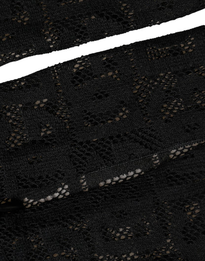 Dolce & Gabbana Black DG Logo Sheer Nylon Thigh High Socks