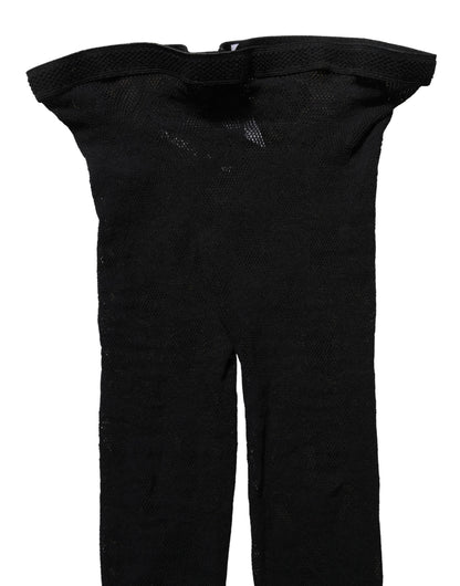 Dolce & Gabbana Black All Over Print Sheer Stretch Tights Socks