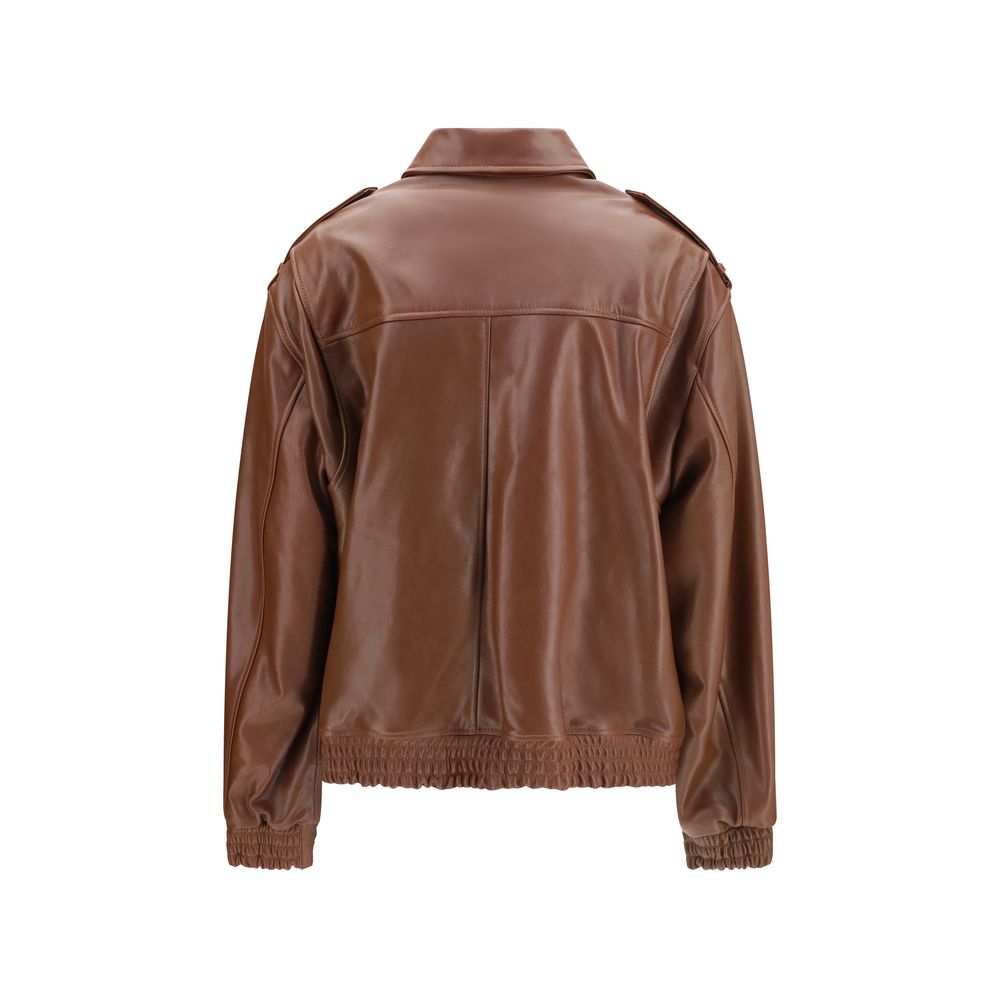 Arma Brown Lamb Ovis Aries Leather Jacket