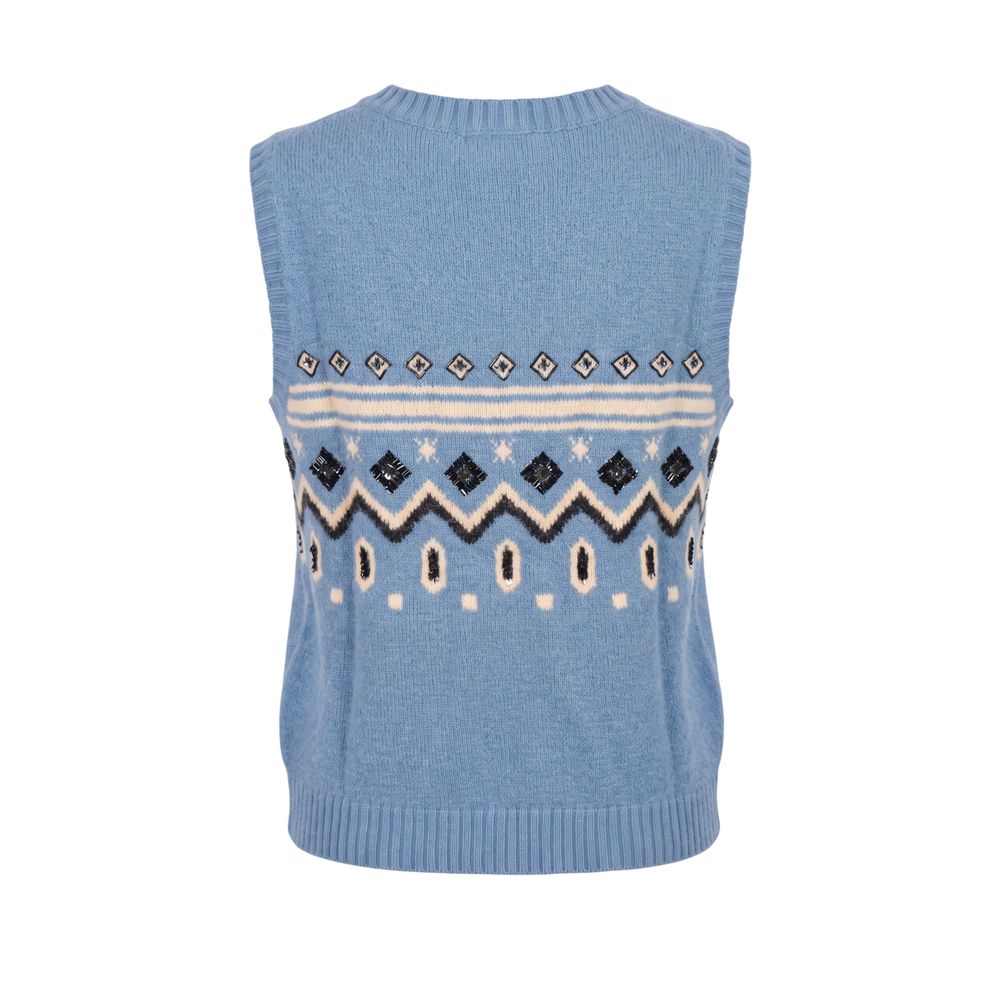 Trussardi Jeans Blue Nylon Women Sweater Vest