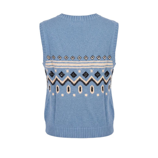 Trussardi Jeans Blue Nylon Women Sweater Vest