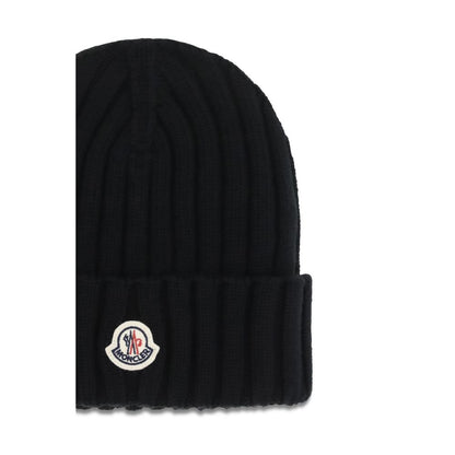Moncler Black Wool Oves Aries Beanie