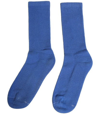 Dolce & Gabbana Blue Cotton Ribbed Mid Calf Women Accessory Socks